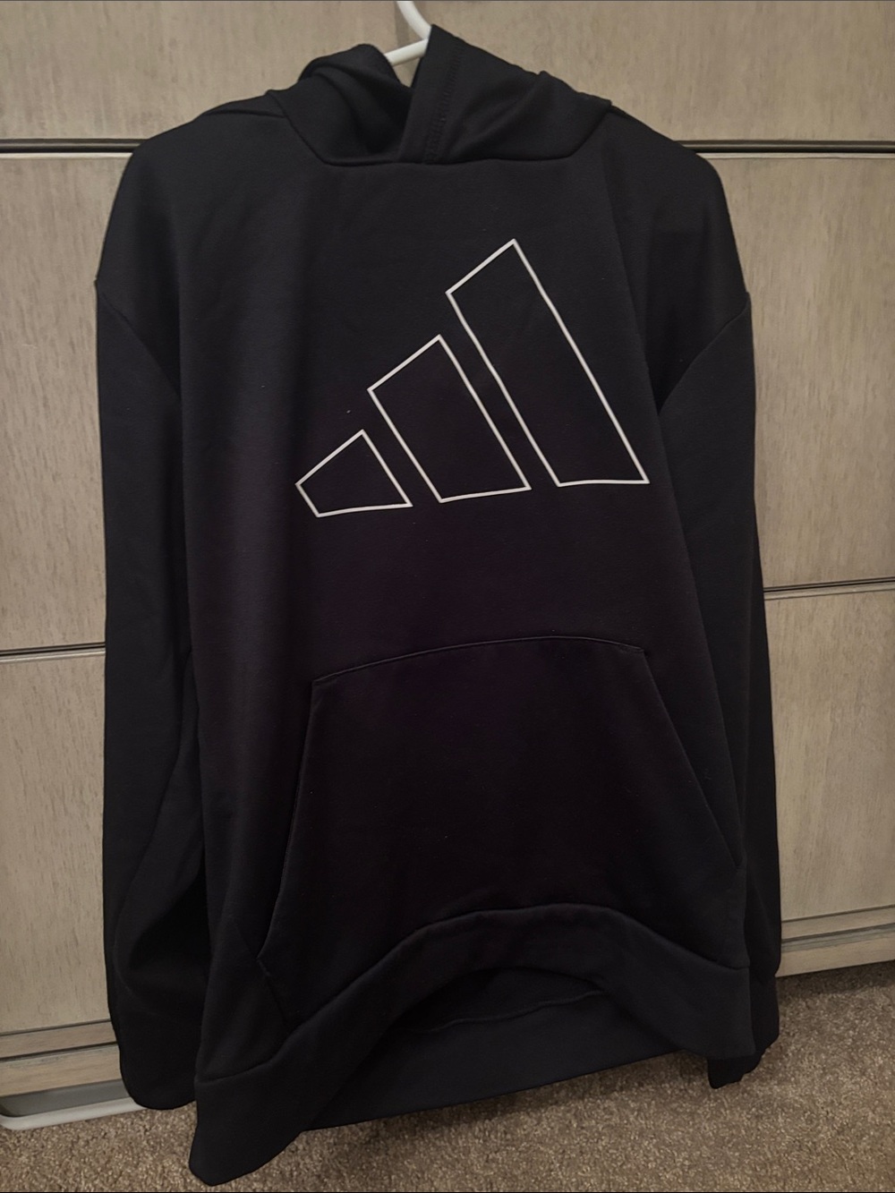 adidas Black Pullover Hoodie with White Logo